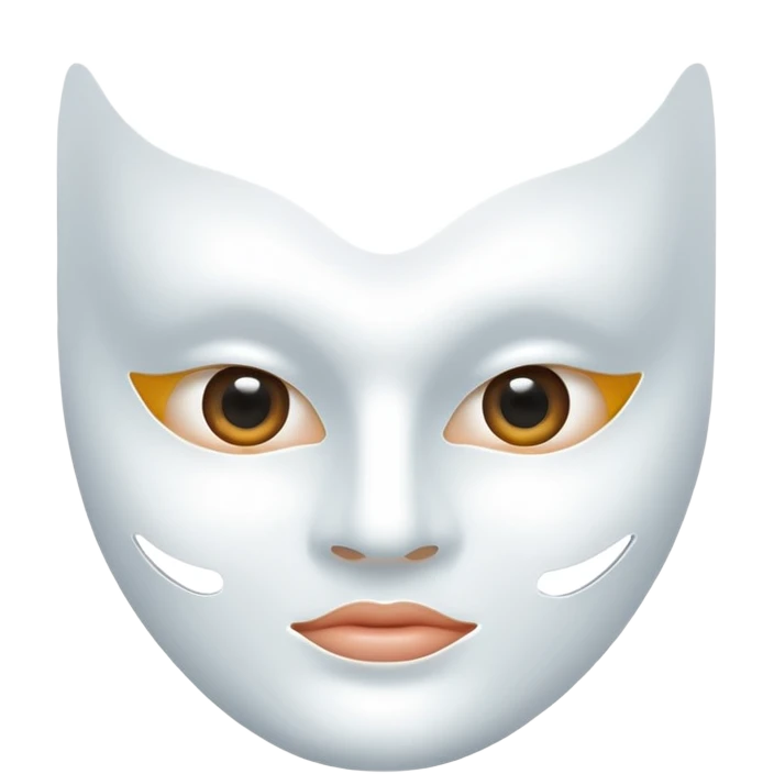 a sheet of white mask pack for face skincare beauty, transpalent holes on eyes and mouth, without real eyes and mouth emoji