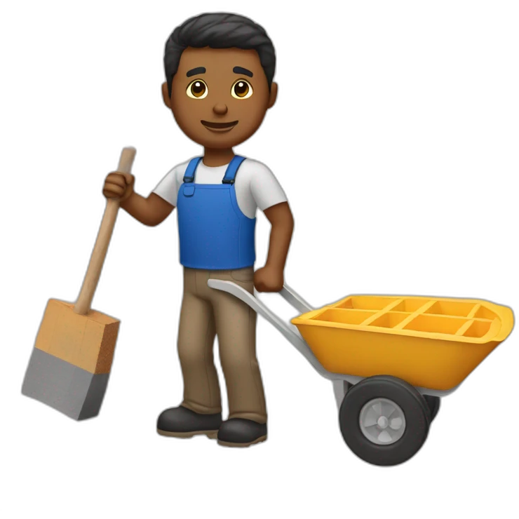 Fabrice  with a wheelbarrow and bricks emoji