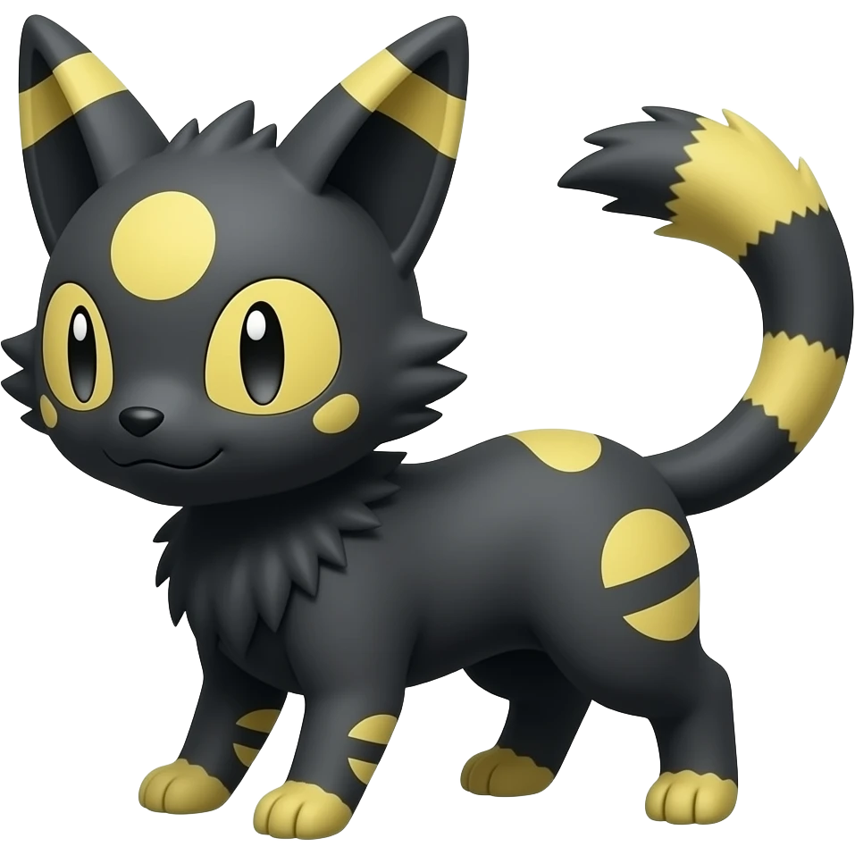 Umbreon-Furret-Litten-fusion-hybrid-animal-creature with tufted ears, tufted tail emoji