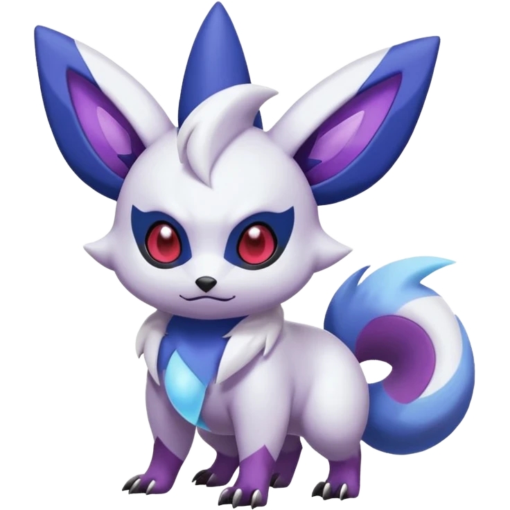 Shiny White with Violet and Indigo markings and nebula markings Absol-Minccino-Zorua-Zangoose-Pokémon-Fakémon-fusion-hybrid-creature emoji