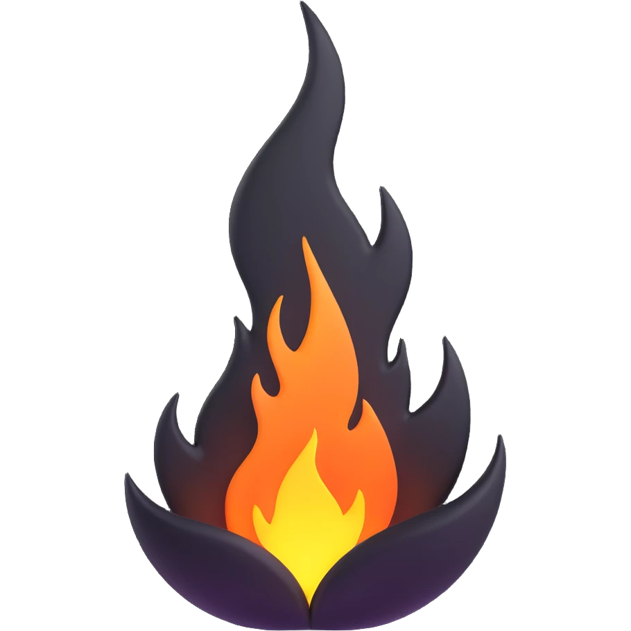 stylized black flame emoji