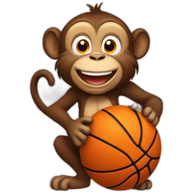 happy monkey with basketball emoji