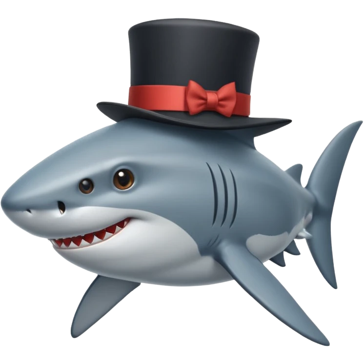 Shark with a top hat emoji