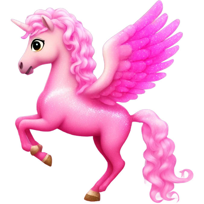 Hot pink ombre Pegasus covered in sparkles with light pink hair  emoji