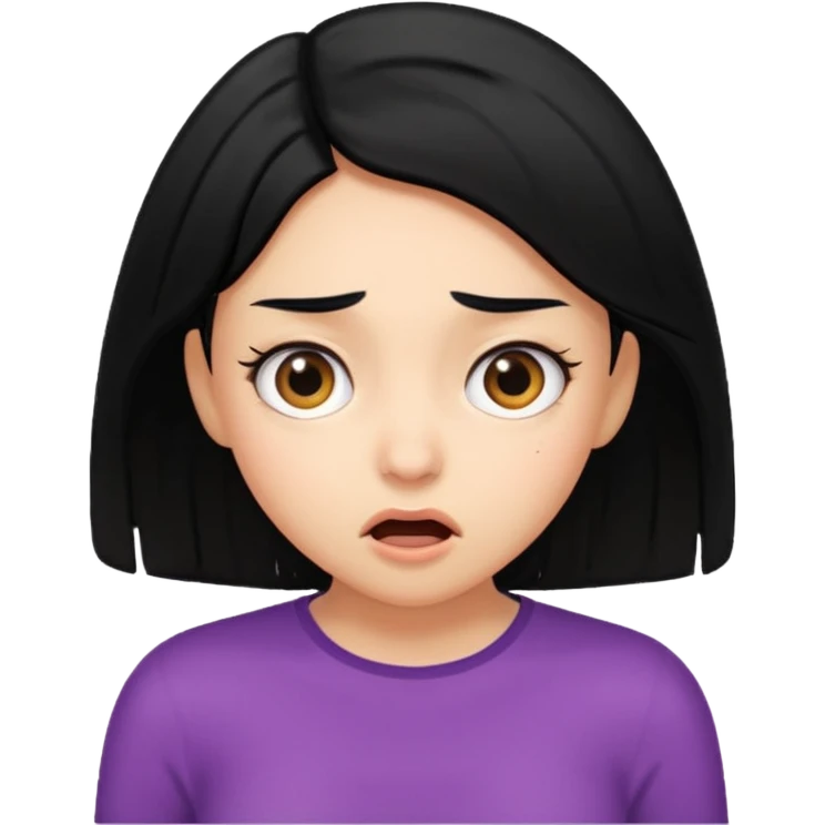A girl with black hair surprised bending over emoji