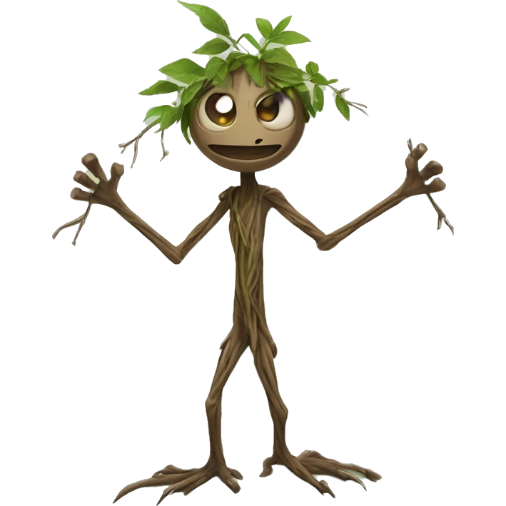 bowtruckle: small tree-sticked magical beast with long sharp fingers (two on each hand), brown eyes, and a general appearance of a flat-faced stick figure made of bark and twigs emoji