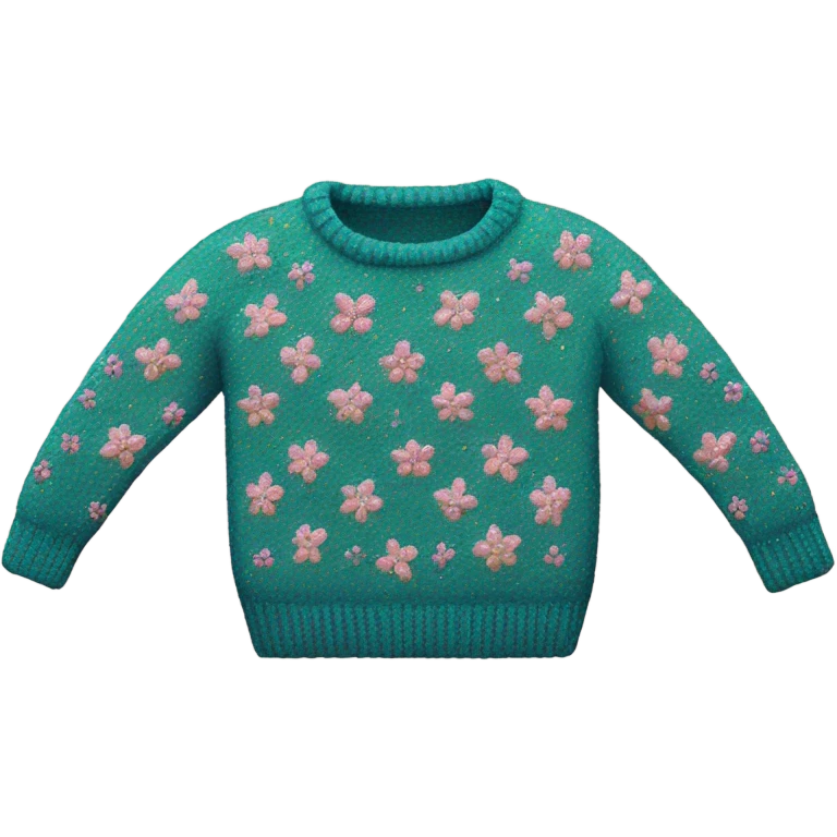 Knit sweater with floral glittery design emoji