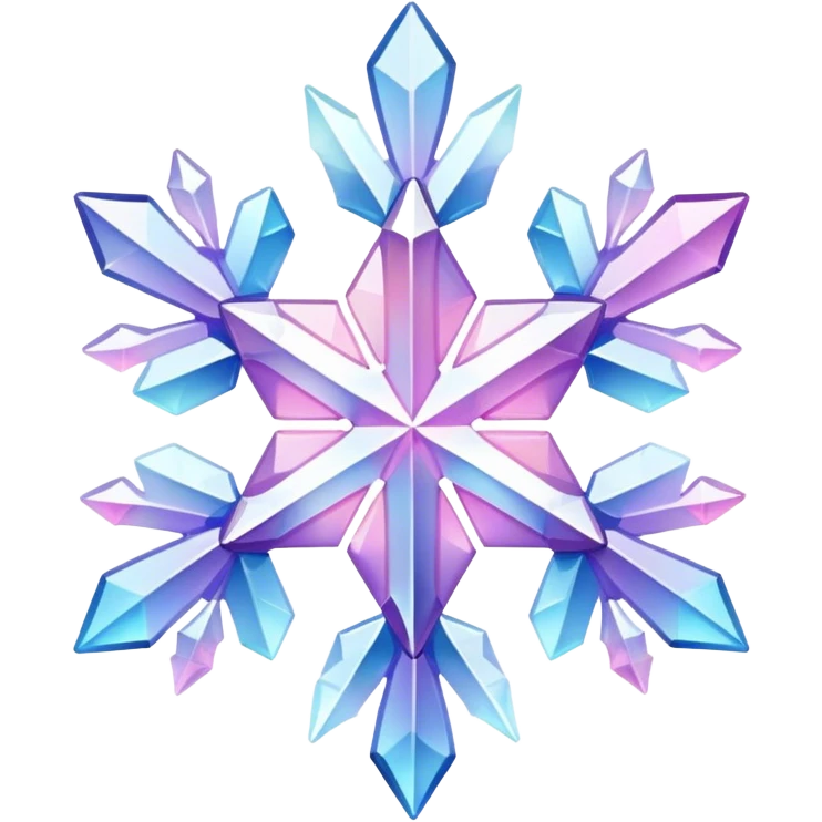 Gradient iridescent Pastel Pink violet blue white crystal gemstone snowflake  emoji