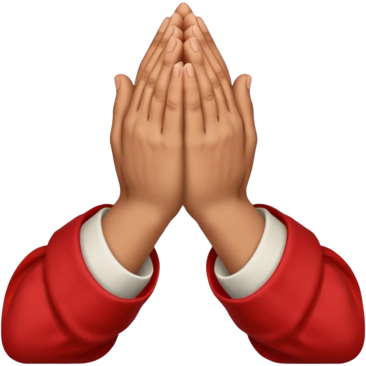 Brown praying hands with red sleeves hands only emoji