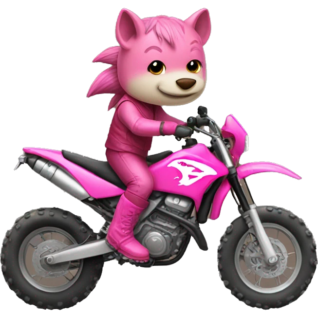 Razorback riding dirt bike wearing pink boots emoji