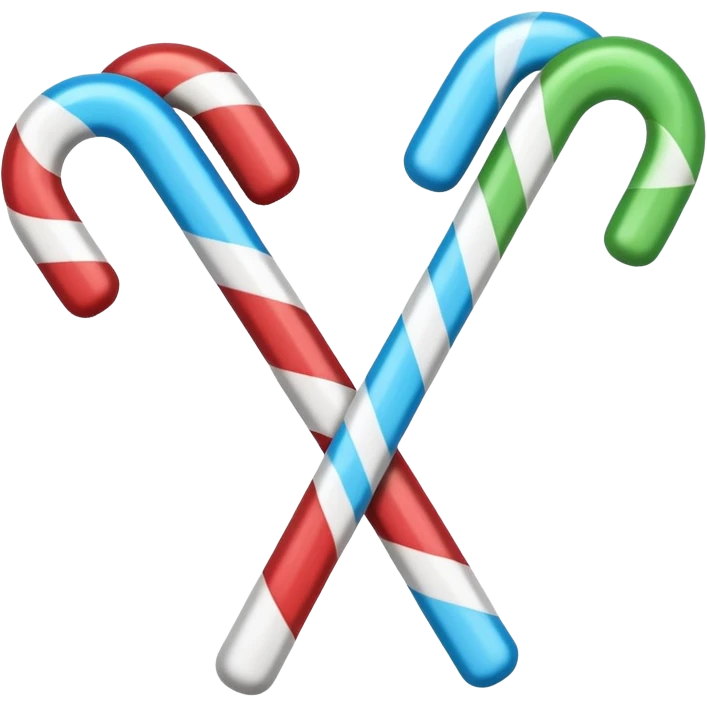 dual candy canes crossed together like swords striped with blue instead of red emoji