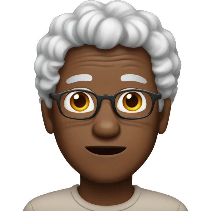 Elderly person, emoji, black skin, curly hair. emoji
