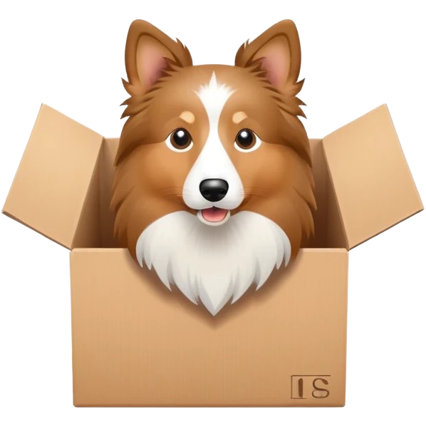 Shetland sheepdog in a box emoji