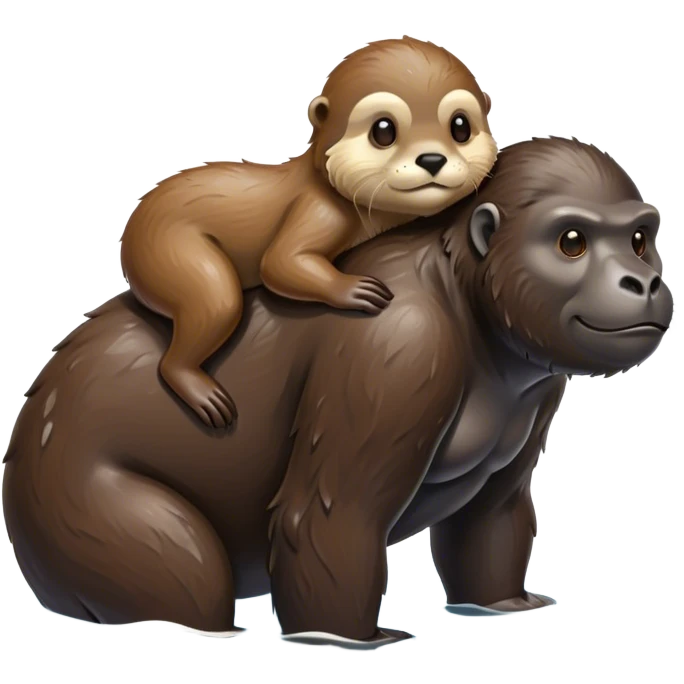Otter swimming on gorilla’s back emoji