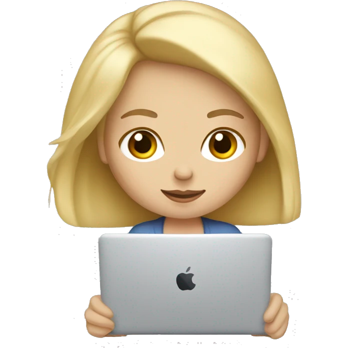 Blond white girl working on MacBook  emoji