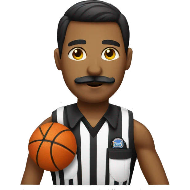 Make referee with mustache holding basketball  emoji