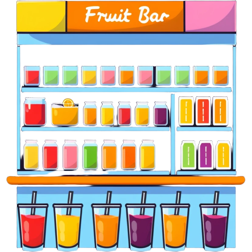 fresh fruit juice bar with colorful drinks emoji