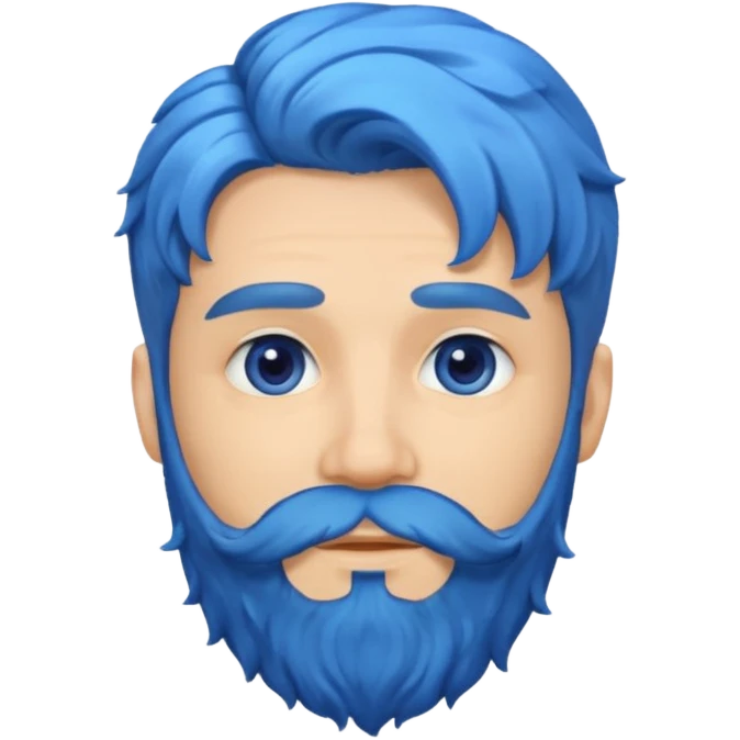a man with blue a wavy hair, beard emoji
