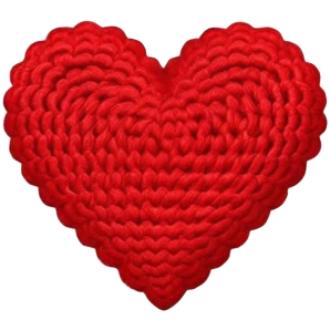 crocheted red heart emoji
