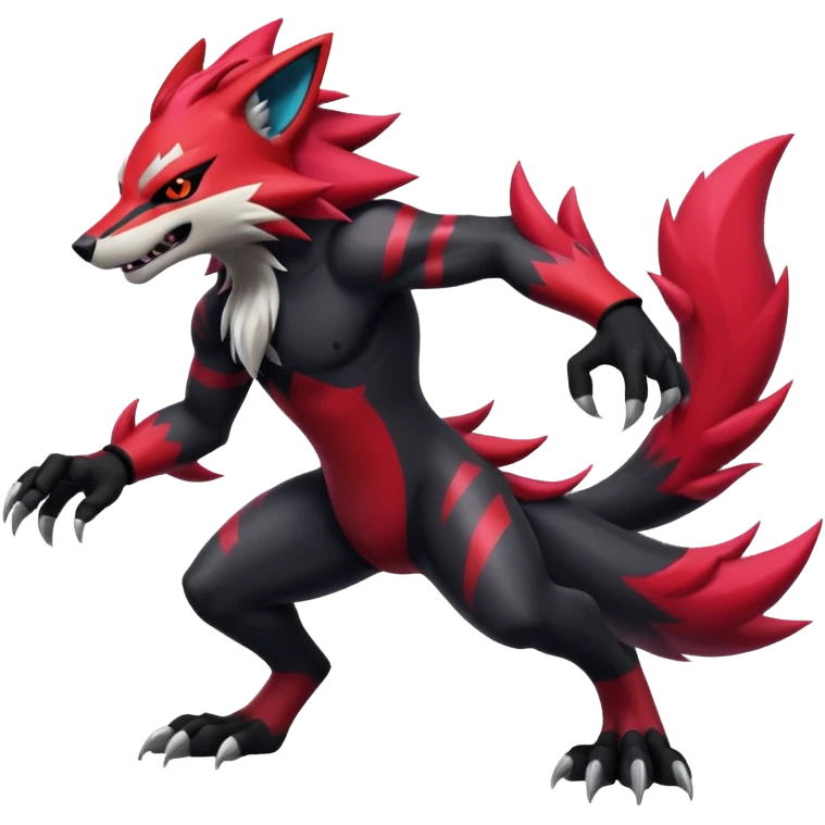 Shiny Anthropomorphic furry Badass cool Zeraora-Zoroark-Obstagoon--fusion emoji