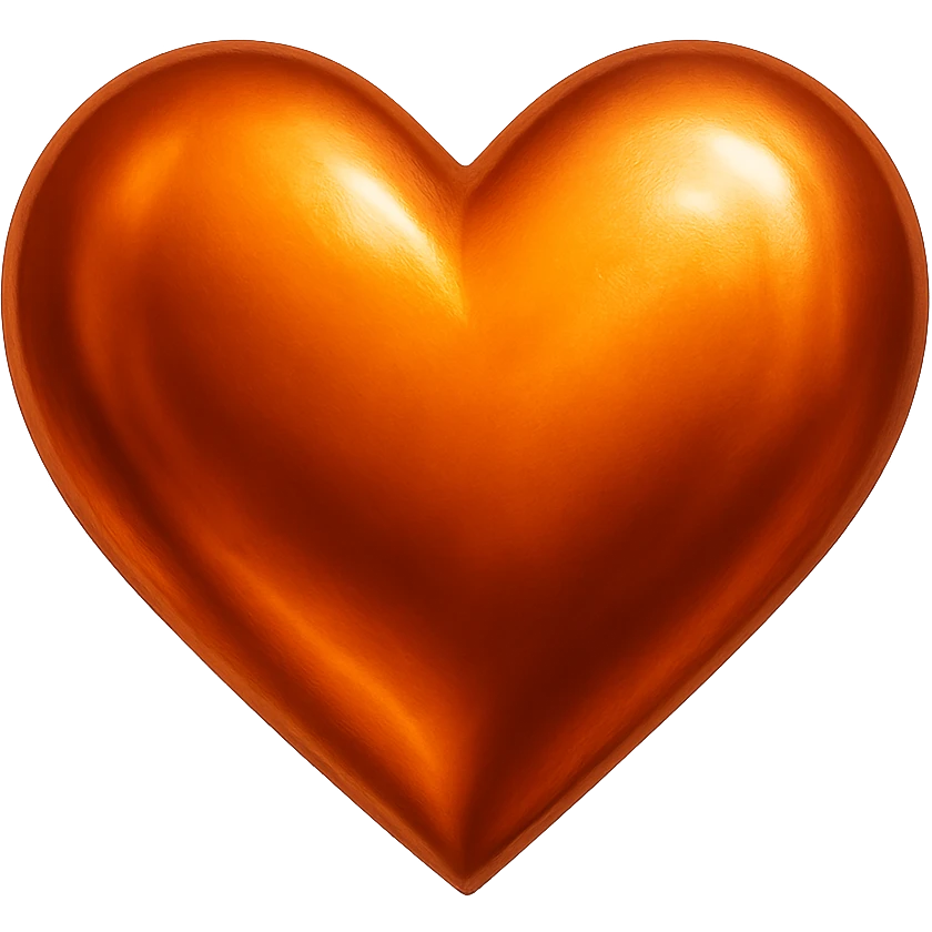 heart with a metallic orange finish, digital illustration emoji