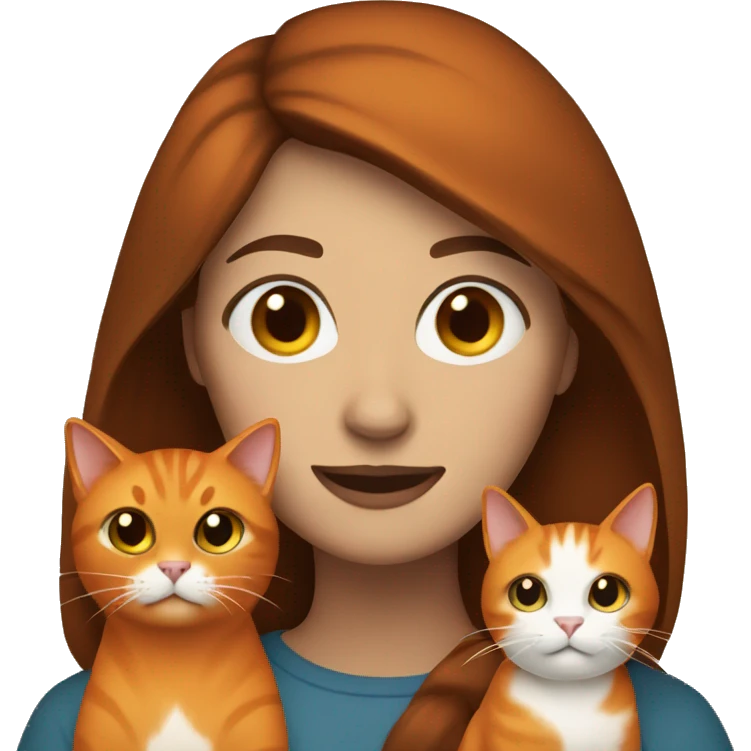 Brown hair woman with an orange cat  emoji