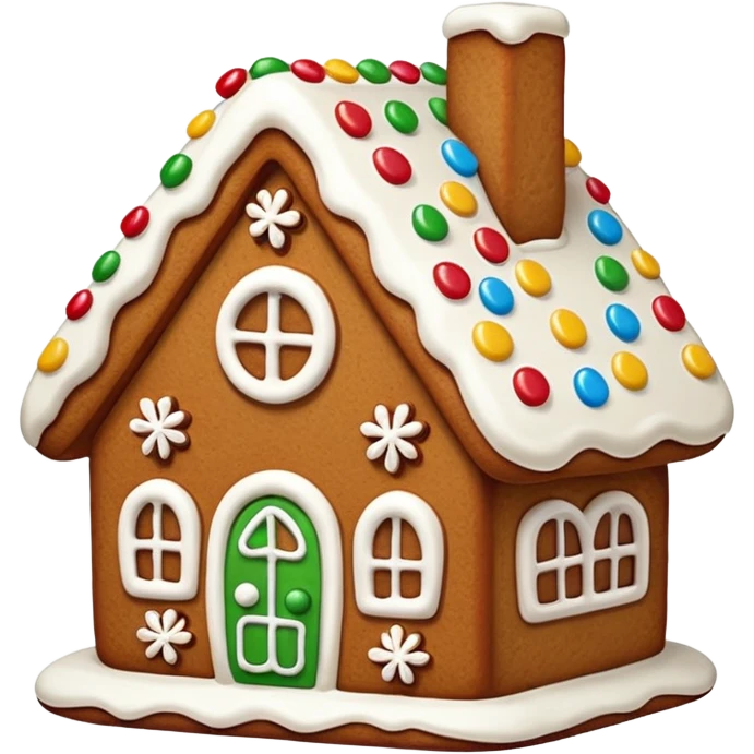 gingerbread house cookie with white icing emoji