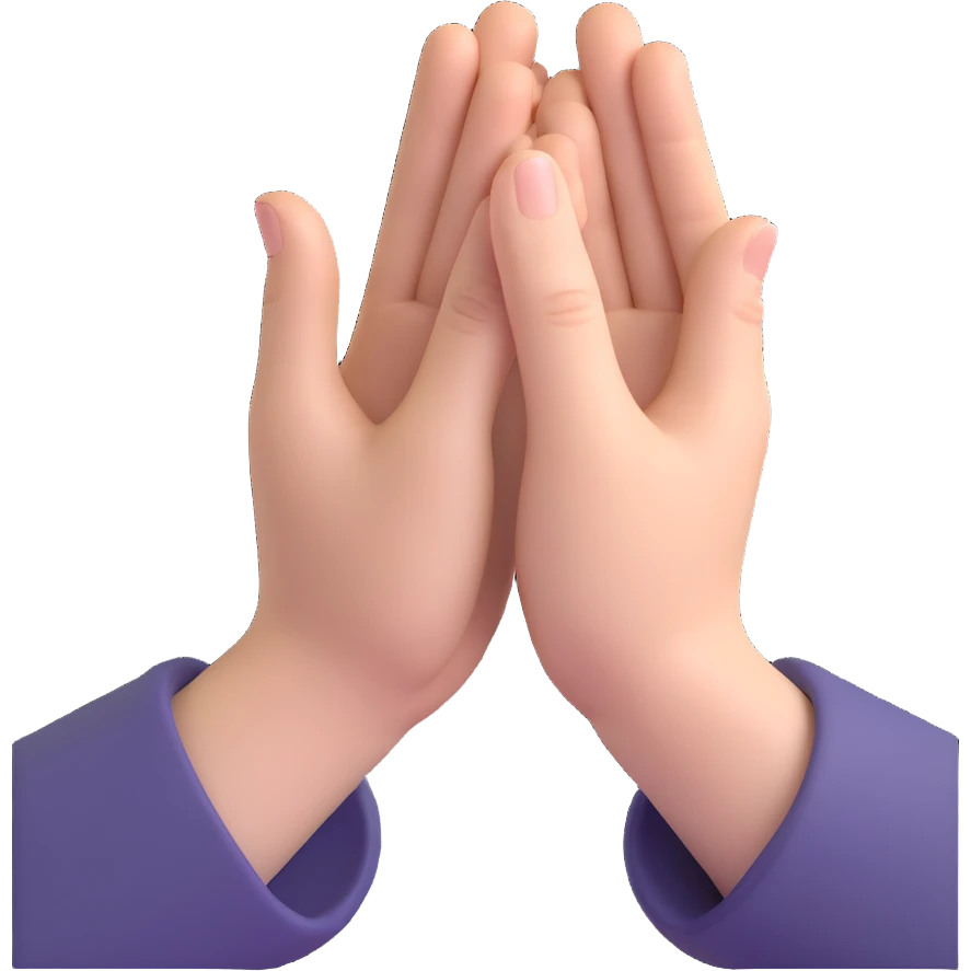 prayer hand gesture emoji, hands open and slightly cupped together, simple, no face, focus on gesture emoji