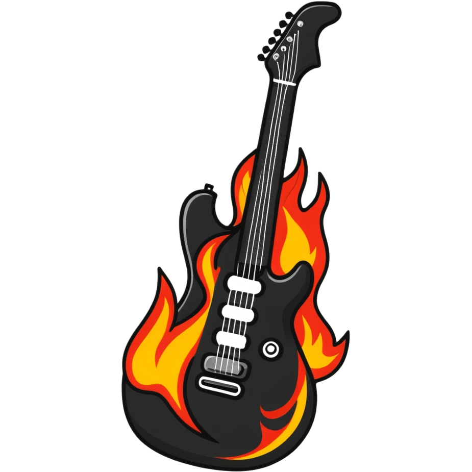 cool rock guitar with flames emoji
