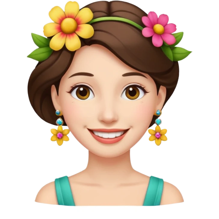 Lady wearing flower earrings


























 emoji