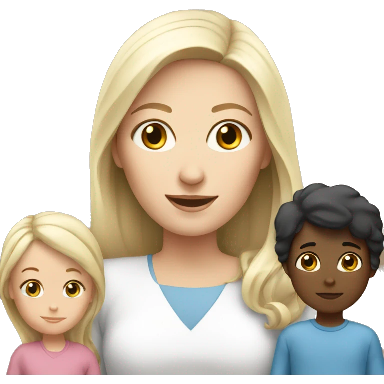 white woman with white
2 kids emoji