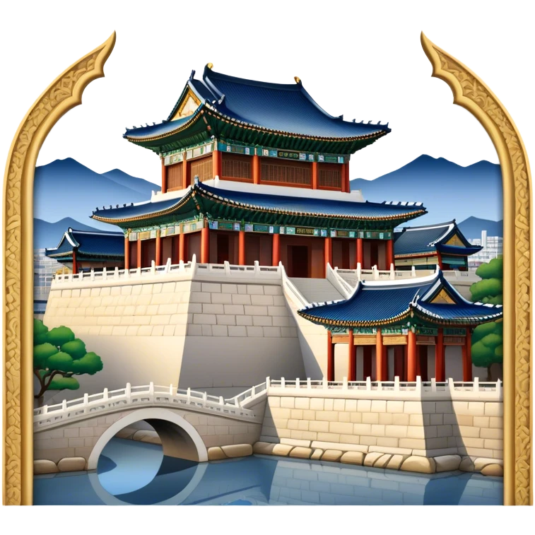 Cinematic Realistic Gyeongbokgung Palace Landmark Emoji, depicted with regal historic architecture rendered with intricate detail and majestic, dynamic lighting. emoji
