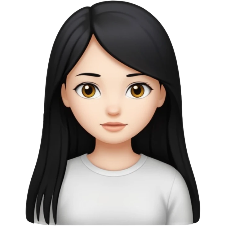 Chica con el pelo liso largo y negro y top blanco  emoji