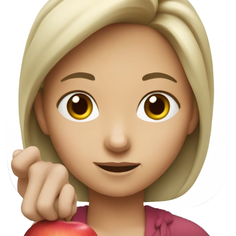 Sonia holding apple emoji