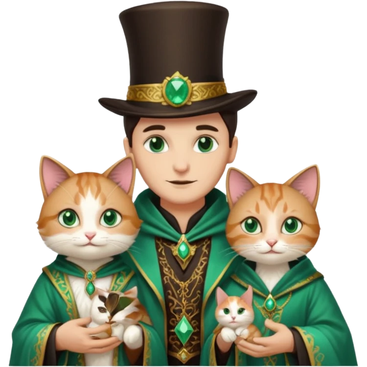 magician couple and their pet cat emoji