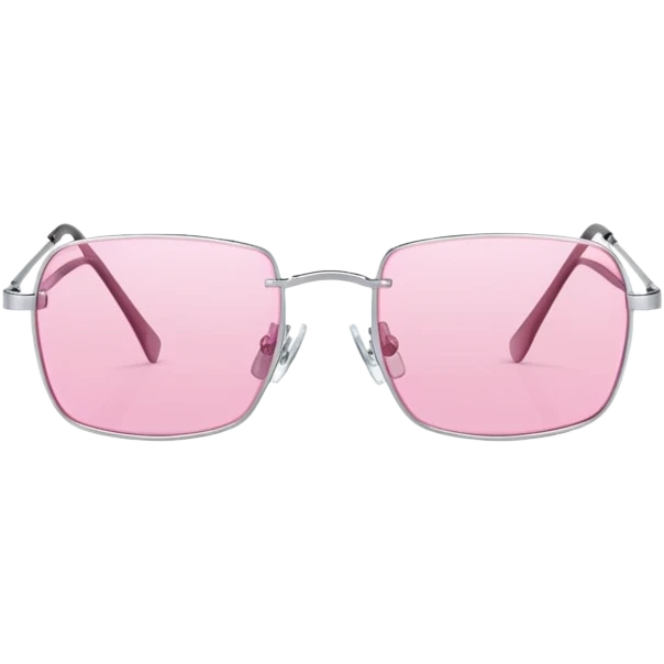 Y2K thin metal frameless pink glasses with geometric shaped lenses, 2000s style emoji