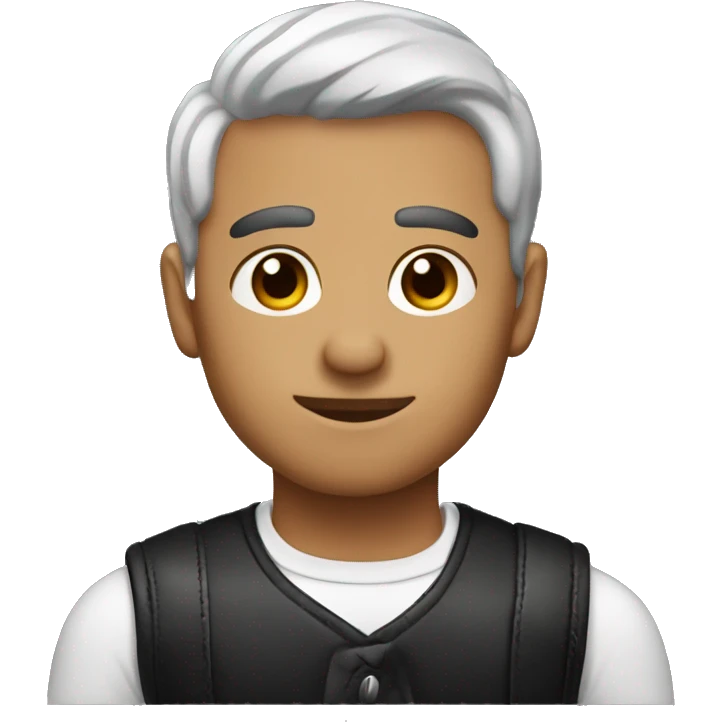 Chico moderno ojos marrones y pelo corto negro piel blanca  emoji