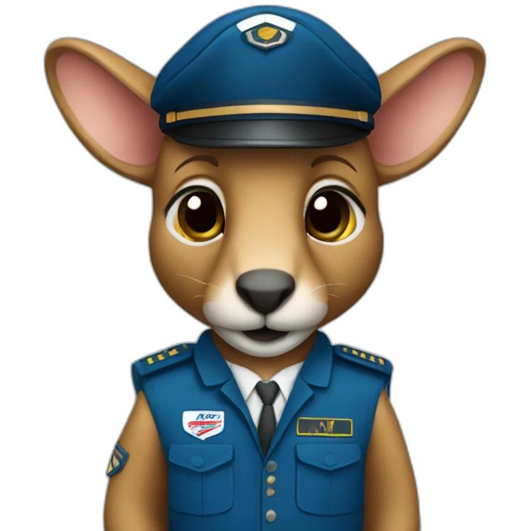 Kangaroo pilot blue suit emoji