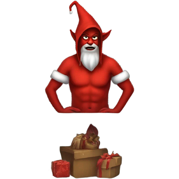 Satan dressed as Santa sitting on a shelf  emoji
