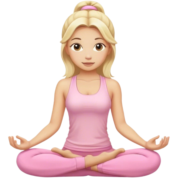 blonde yoga girl light pink clothes n emoji