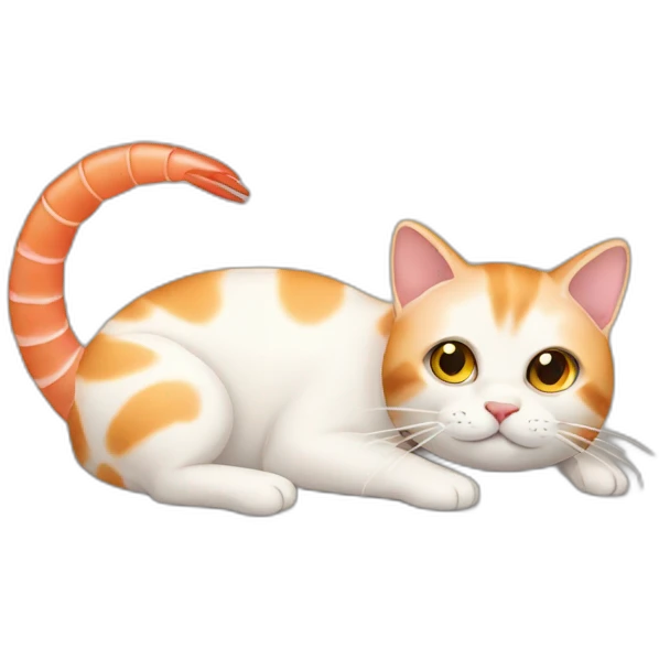 cat lying as shrimp emoji
