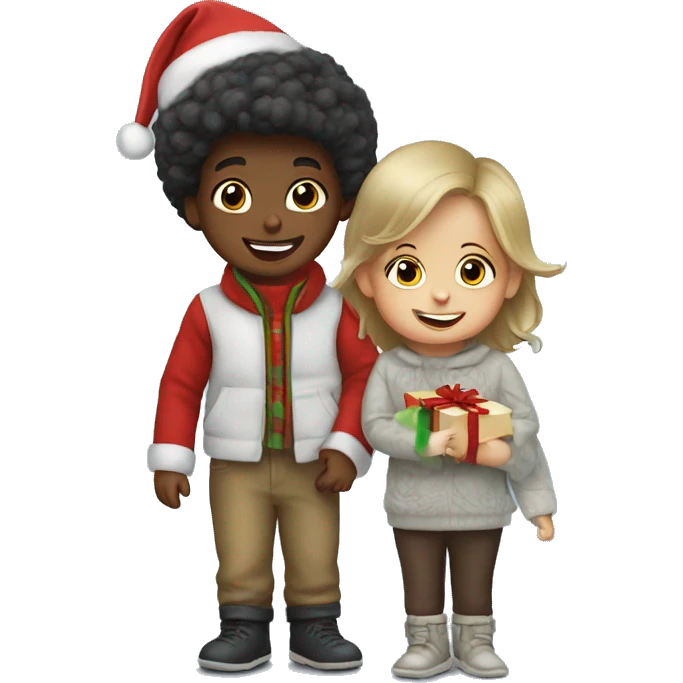 2 little kids at Christmas emoji