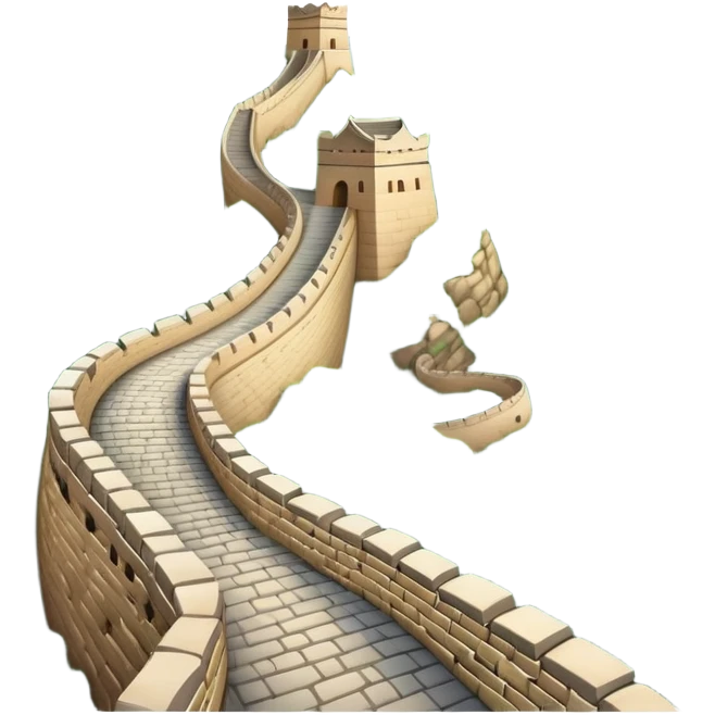 Great Wall of China, winding along mountain ridge, iconic stone structure, emoji style emoji