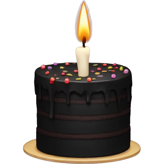 Black cake with candle emoji