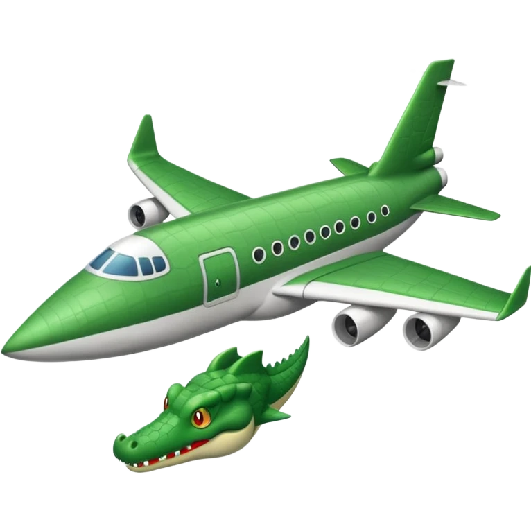 grey aircraft with green crocodile head on the tip emoji