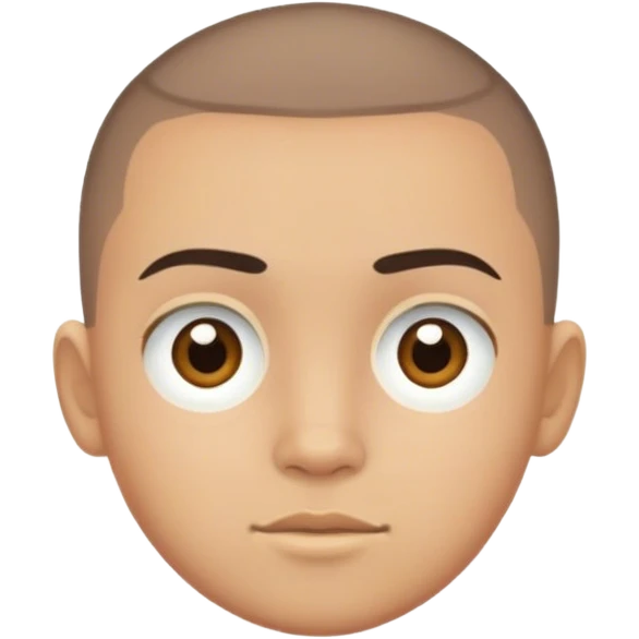 light mexican boy with brown eyes, round face, and a buzzcut hair emoji