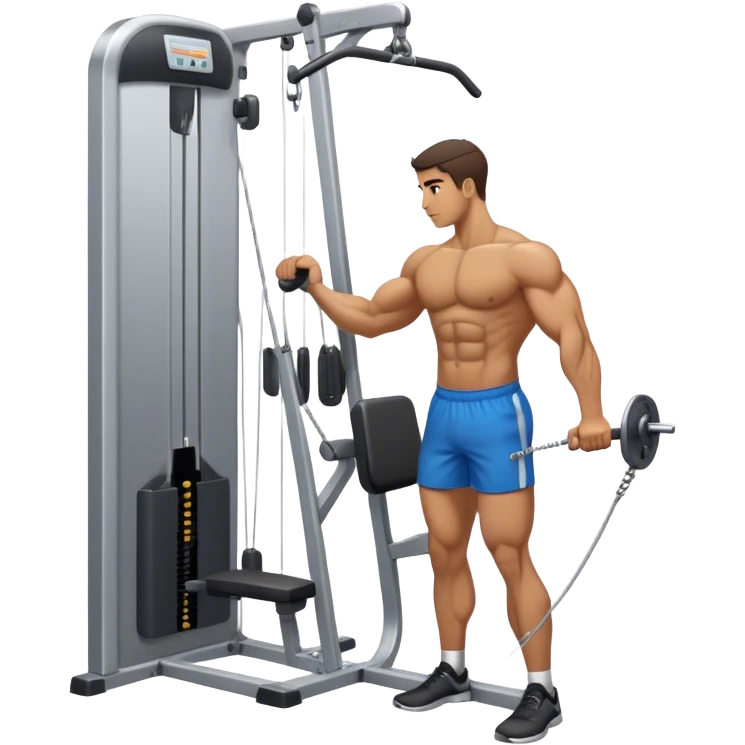 side-view man standing cable-machine tricep-pushdown emoji