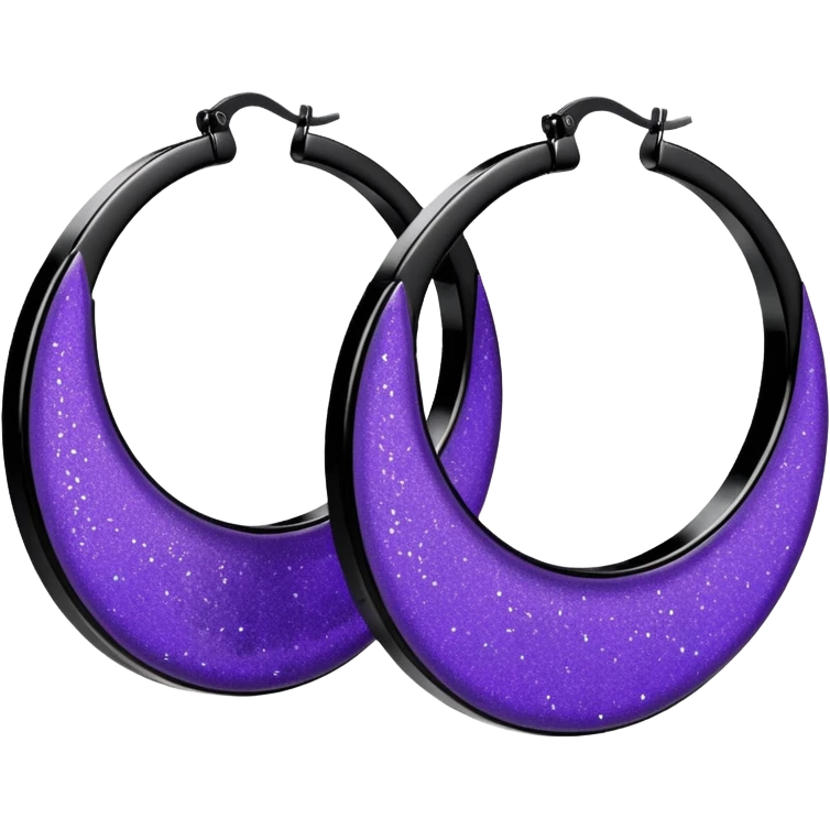 Black and Purple Glitter Sparkly Extra Large Hoop Earrings  emoji