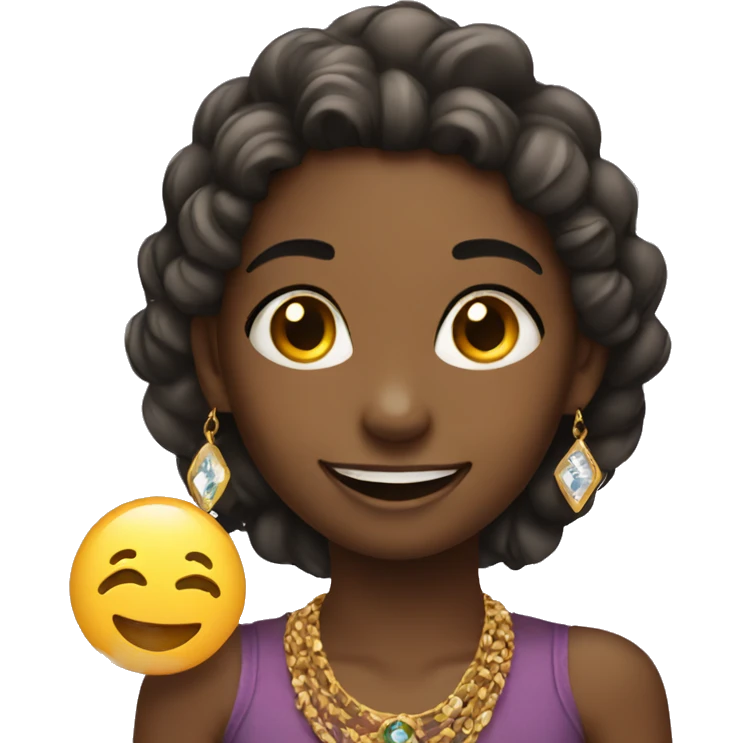smiling girl with jewelry emoji