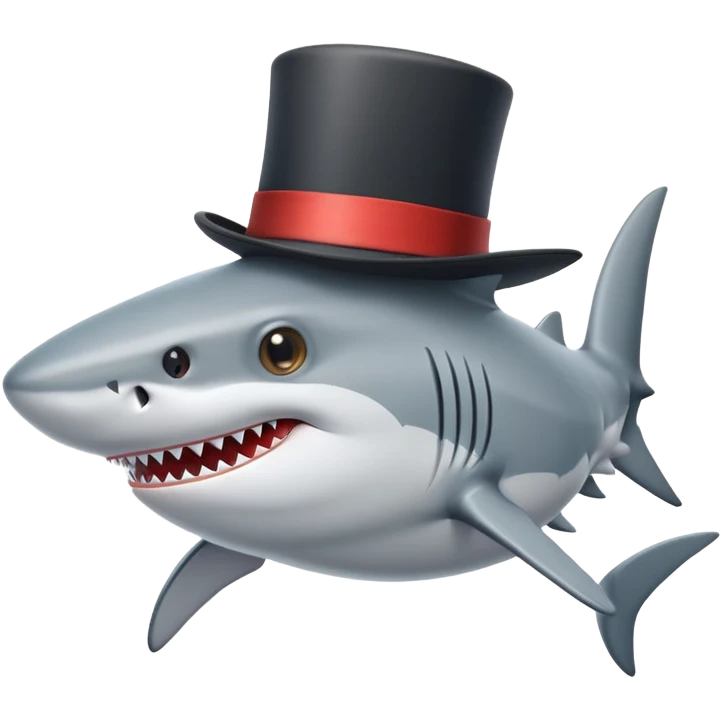 Shark with a top hat emoji